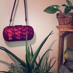 Abbacino Burgundy Sequin Cocktail Wristlet